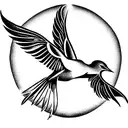 Mockingjay with phrase "i am as radiant as the sun" tattoo design idea
