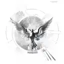 Mockingjay with "i am as radiant as the sun" tattoo design idea