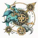 Sagittarius and pisces sign mixed tattoo design idea