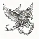 Griffin head with wings surrounding  tattoo design idea