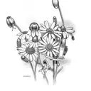 daisy, sweet pea, aster, snowdrop tattoo design idea