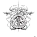 world serpent, thor, hammer of thor, nordic tattoo design idea