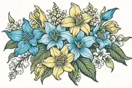 stargazer lily, sunflower, daffodil , hydrangea tattoo design idea