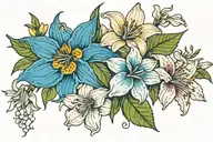stargazer lily, sunflower, daffodil , hydrangea tattoo design idea