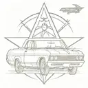 1967 Chevrolet Impala and supernatural anti possession symbol tattoo design idea