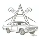 1967 Chevrolet Impala and supernatural anti possession symbol tattoo design idea