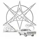 1967 Chevrolet Impala and supernatural anti possession symbol tattoo design idea