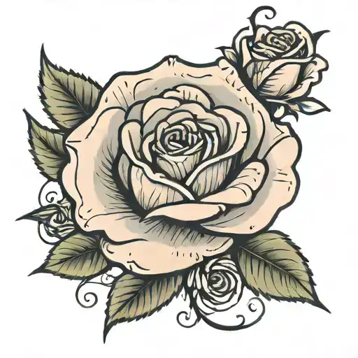 Rose with a letter under the collarbone tattoo design idea