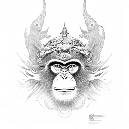 monkey king head tattoo design idea