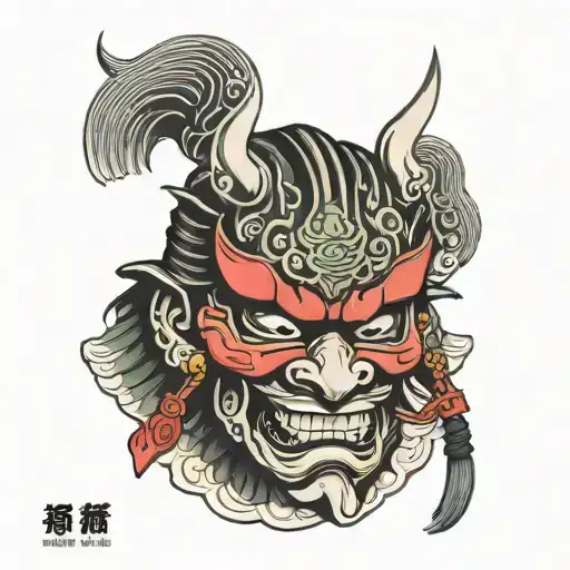 samurai mask tattoo design idea