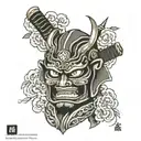 samurai mask tattoo design idea