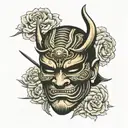 samurai mask tattoo design idea