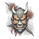 samurai mask tattoo design idea