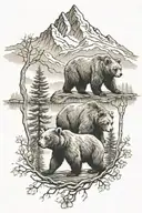 3 Bears with trees and mountains inside representing the client's love tattoo design idea