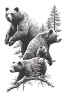 3 Bears with trees tattoo design idea
