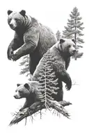 3 Bears with trees tattoo design idea