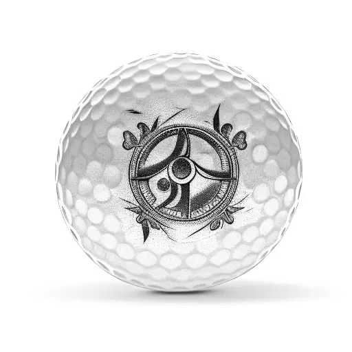 A golf ball with a trident replacing the traditional dimples tattoo design idea