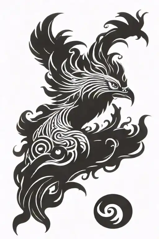 phoenix shaped like a question mark head running tattoo design idea