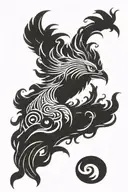 phoenix shaped like a question mark head running tattoo design idea