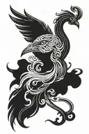 phoenix shaped like a question mark head running tattoo design idea