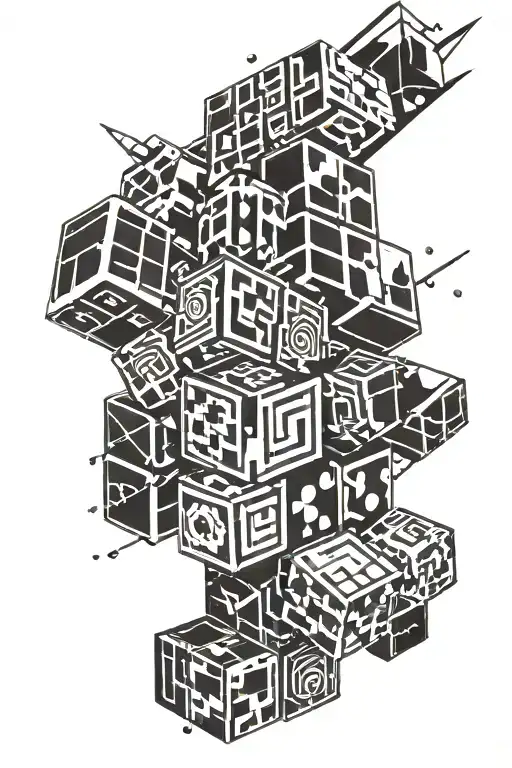 rave theme with rubiks cube tattoo design idea
