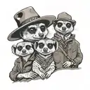 meerkat wear cowboy hat with family  tattoo design idea