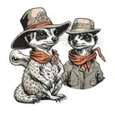 meerkat wear cowboy hat with family  tattoo design idea