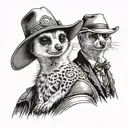 meerkat wear cowboy hat with family  tattoo design idea