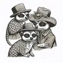 meerkat wear cowboy hat with family  tattoo design idea