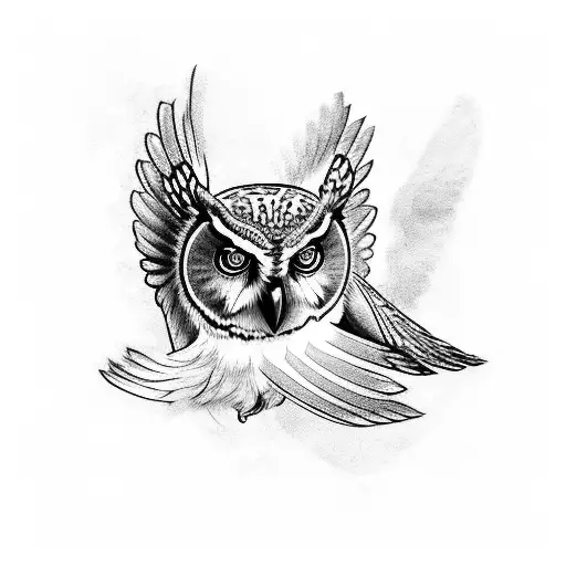 owl with open wings tattoo design idea