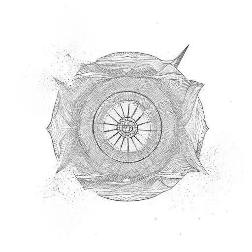 Windsurfing on wavey lake that goes into mountain topography  tattoo design idea