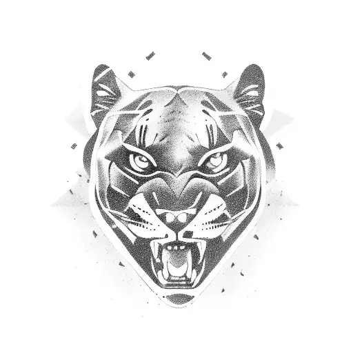 Panther, palm trees, jungle  tattoo design idea