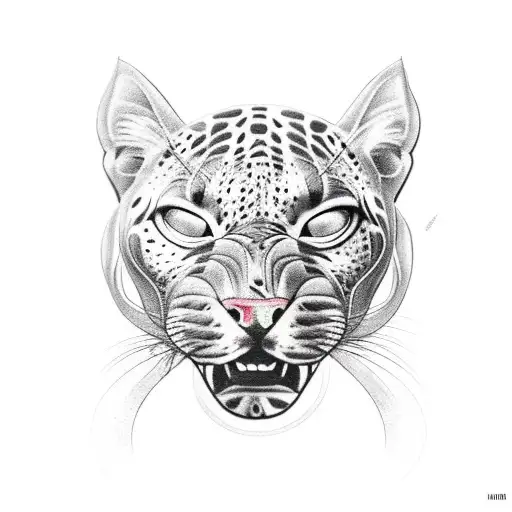 Panther, palm trees, jungle  tattoo design idea