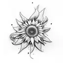 cardinal, sunflower, cowboy silhouette, apple blossom, religious tattoo design idea