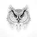  An owl drawn on top of branches tattoo design idea