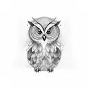  An owl drawn on top of branches tattoo design idea