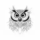  An owl drawn on top of branches tattoo design idea
