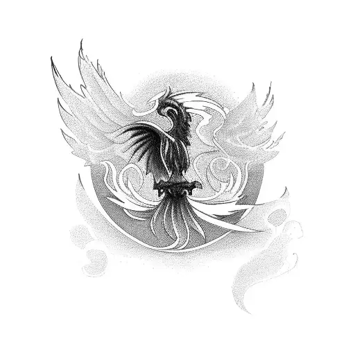 black phoenix tattoo design idea