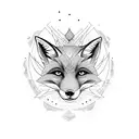 fox full body with a third eye surrounded by 7 stars tattoo design idea