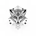 fox full body with a third eye surrounded by 7 stars tattoo design idea