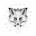 fox full body with a third eye surrounded by 7 stars tattoo design idea