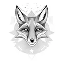 fox full body with a third eye surrounded by 7 stars tattoo design idea