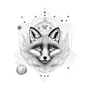 fox (full body) with a third eye surrounded by 7 stars tattoo design idea