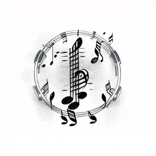 music note signs with write up under it "melody" tattoo design idea