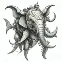 A robotic elephant head Two sharks circling (I have two hammerheads, I would prefer a hammerhead and a great white) A pt tattoo design idea