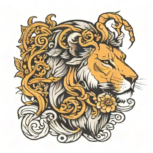 lion and lamb tattoo design idea