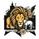 lion and lamb tattoo design idea