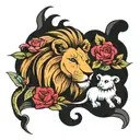 lion and lamb tattoo design idea