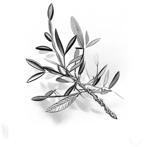 two olive branches  tattoo design idea