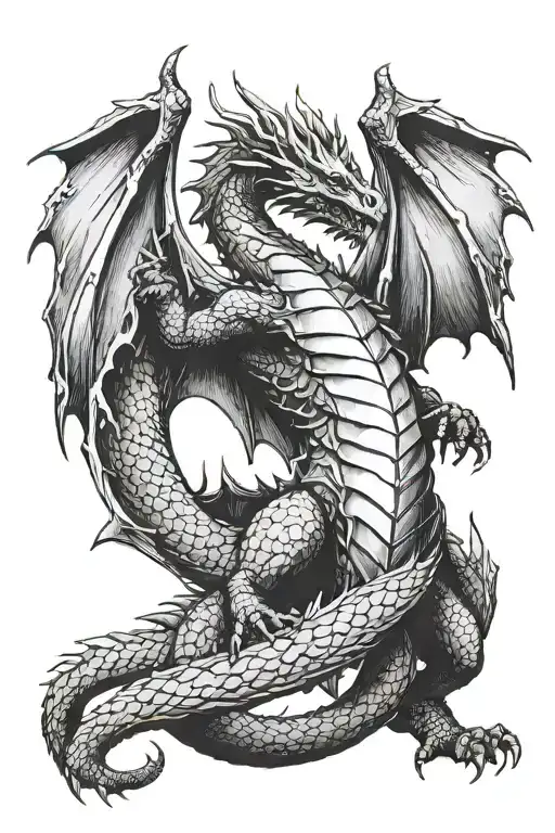 Dragon holding the Dark Sign from Dark Souls tattoo design idea
